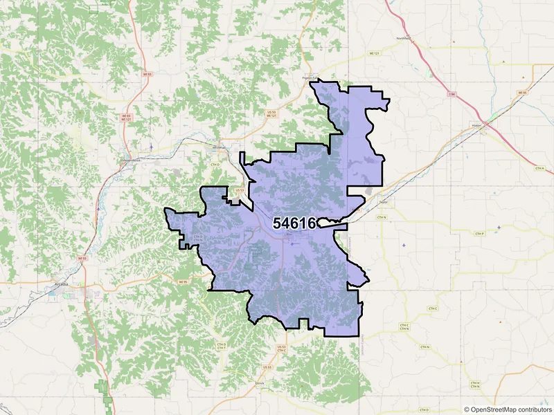 Map of Blair, Wisconsin and ZIP codes