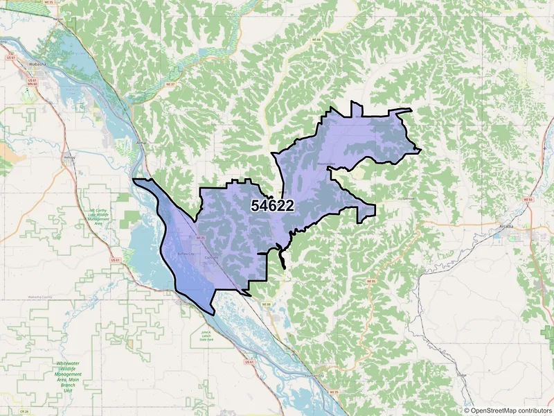 Map of Cochrane, Wisconsin and ZIP codes