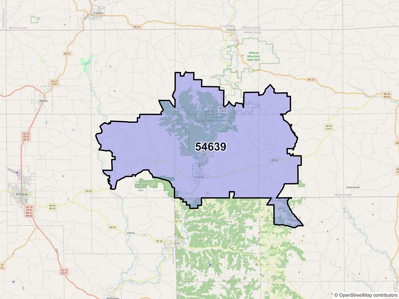 Map of La Farge, Wisconsin and ZIP codes