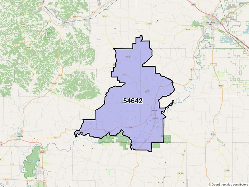 Map of ZIP Code 54642 — Melrose, WI
