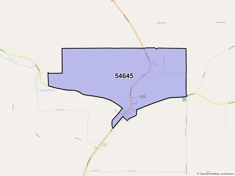 Map of Mount Sterling, Wisconsin and ZIP codes