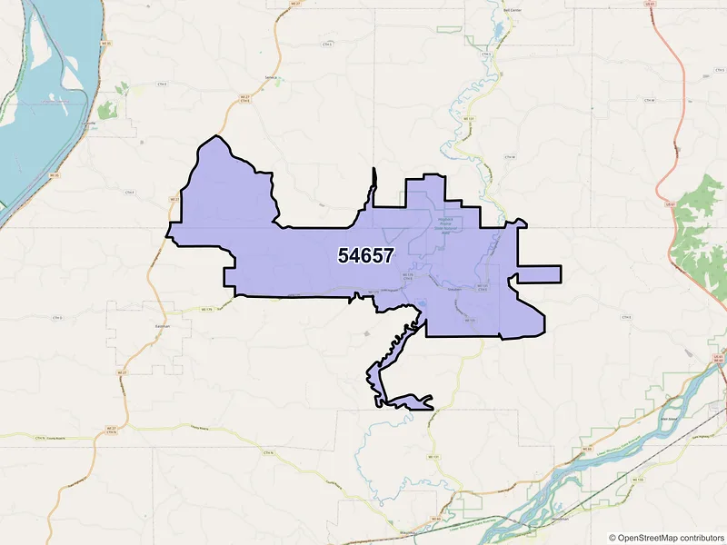 Map of ZIP Code 54657 — Steuben, WI