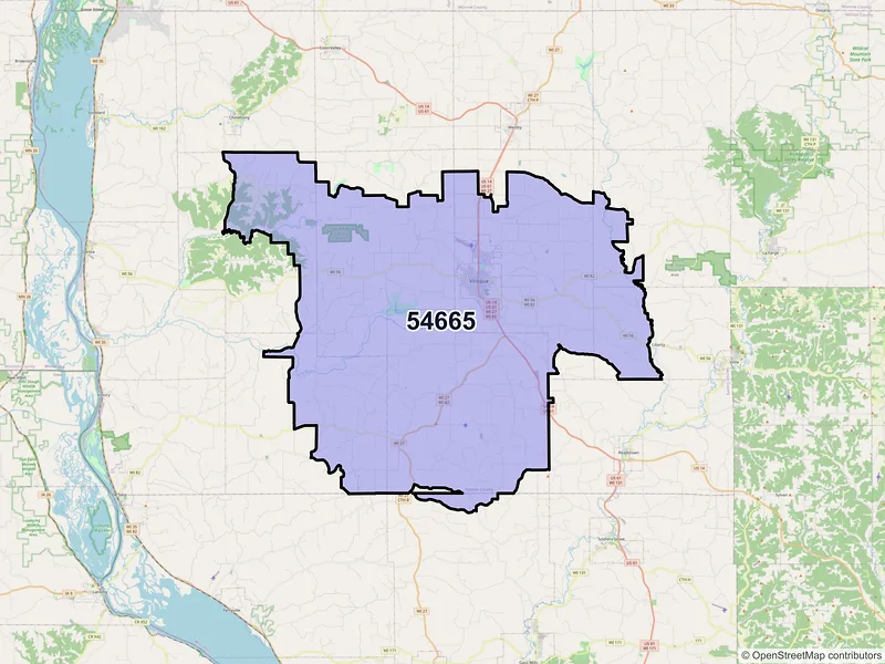 Map of Viroqua, Wisconsin and ZIP codes