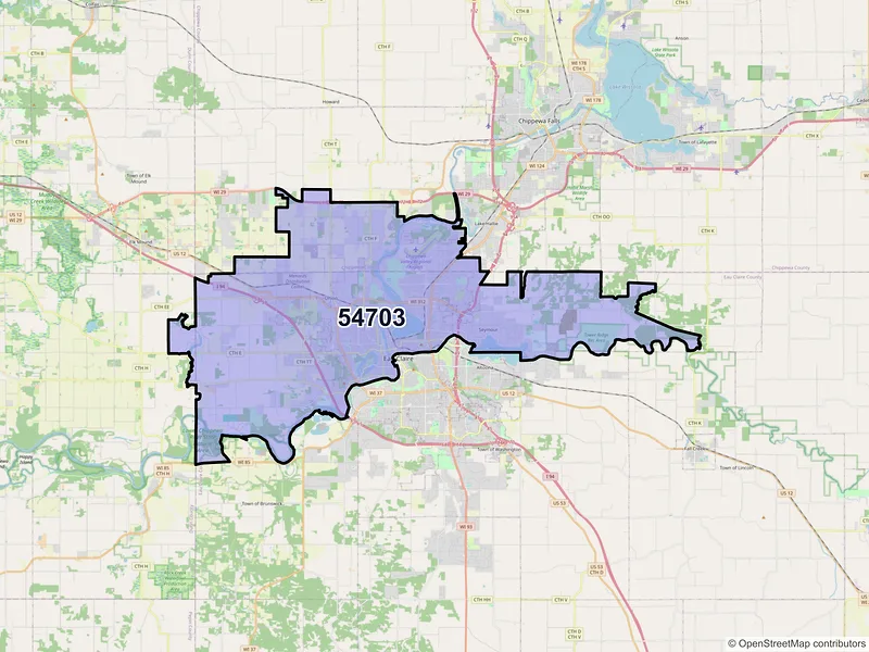 Map of ZIP Code 54703 — Eau Claire, WI