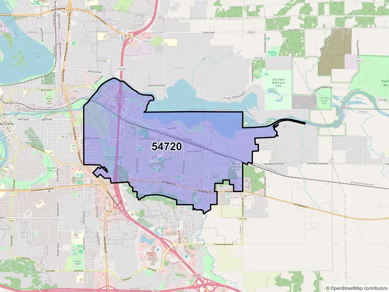 Map of ZIP Code 54720 — Altoona, WI