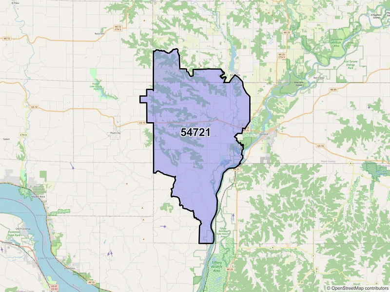 Map of ZIP Code 54721 — Arkansaw, WI