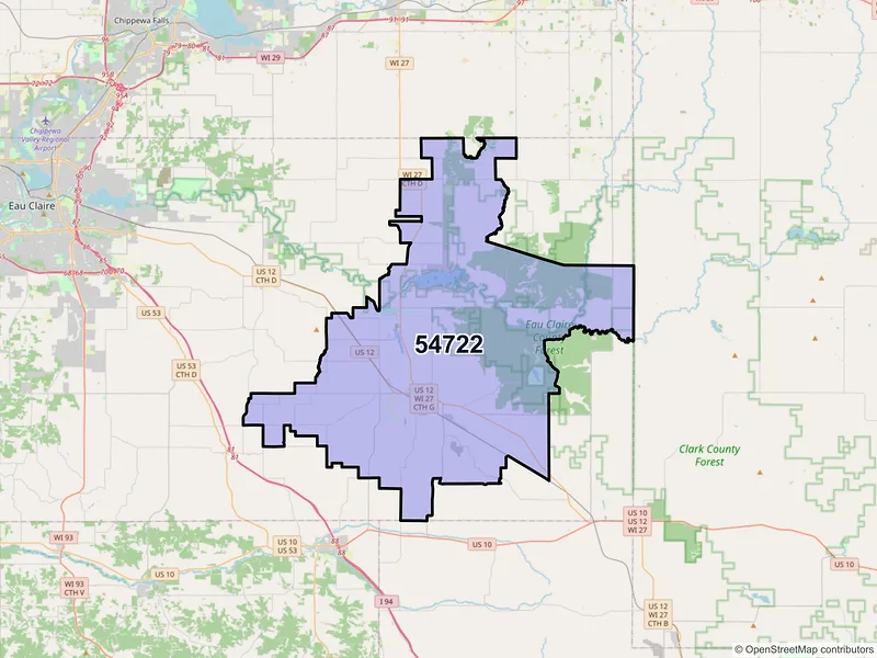 Map of ZIP Code 54722 — Augusta, WI