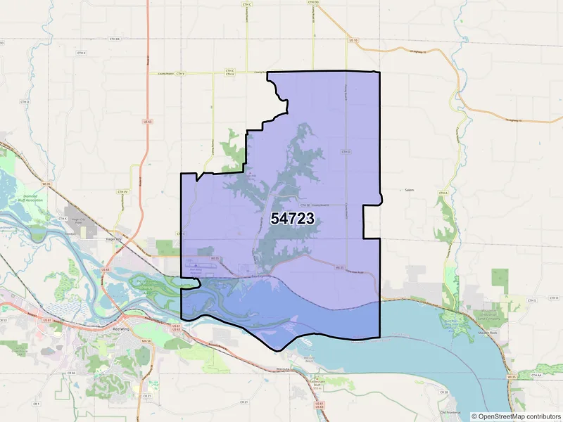 Map of Bay City, Wisconsin and ZIP codes