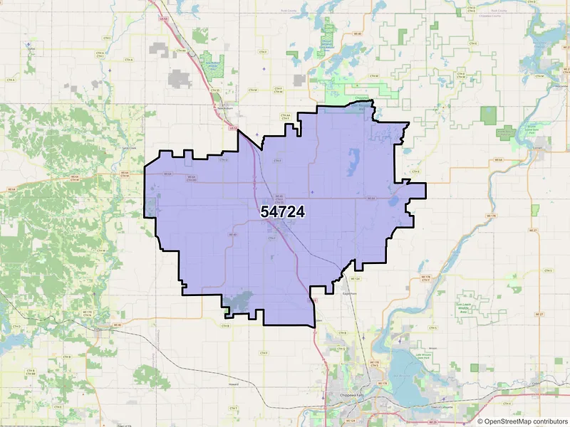 Map of Bloomer, Wisconsin and ZIP codes
