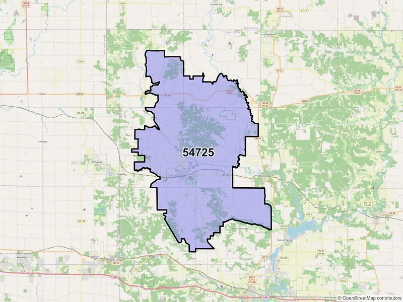 Map of Boyceville, Wisconsin and ZIP codes