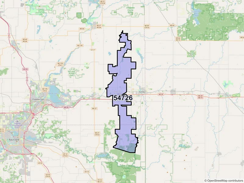 Map of ZIP Code 54726 — Boyd, WI