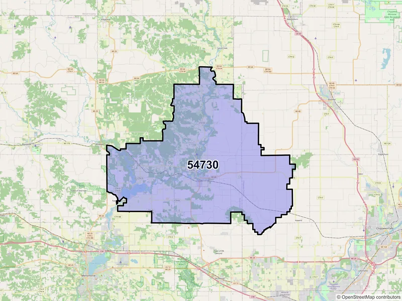 Map of ZIP Code 54730 — Colfax, WI