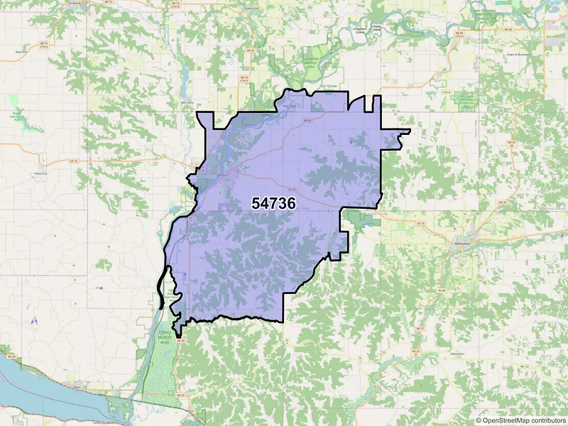 Map of ZIP Code 54736 — Durand, WI