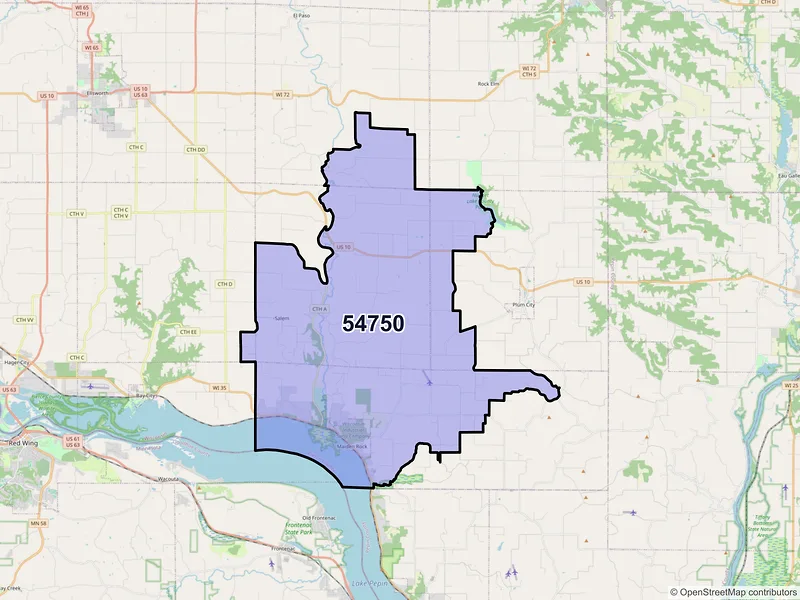 Map of Maiden Rock, Wisconsin and ZIP codes