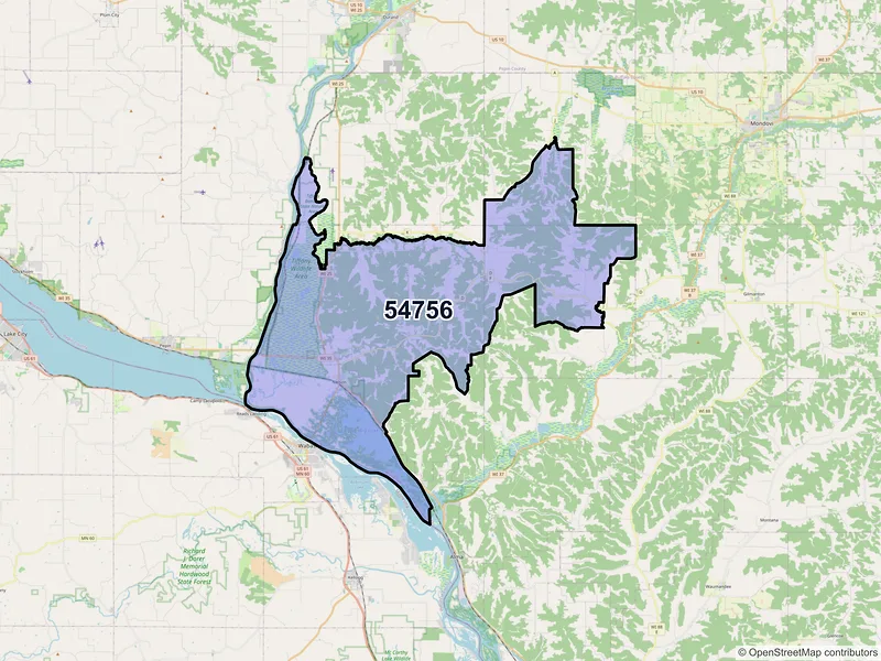 Map of ZIP Code 54756 — Nelson, WI