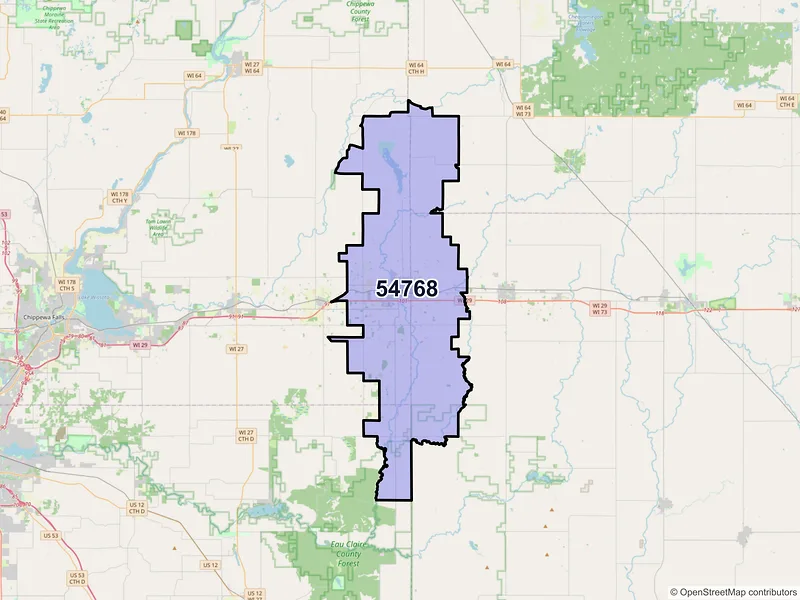 Map of ZIP Code 54768 — Stanley, WI
