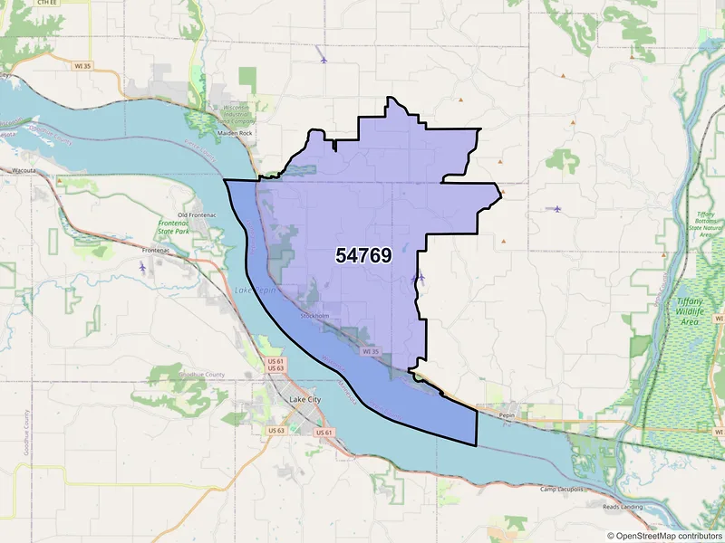 Map of ZIP Code 54769 — Stockholm, WI