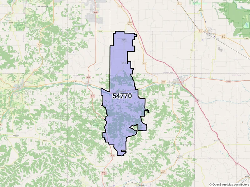 Map of ZIP Code 54770 — Strum, WI
