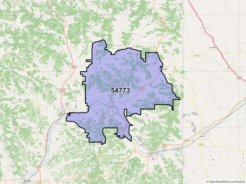 Map of ZIP Code 54773 — Whitehall, WI