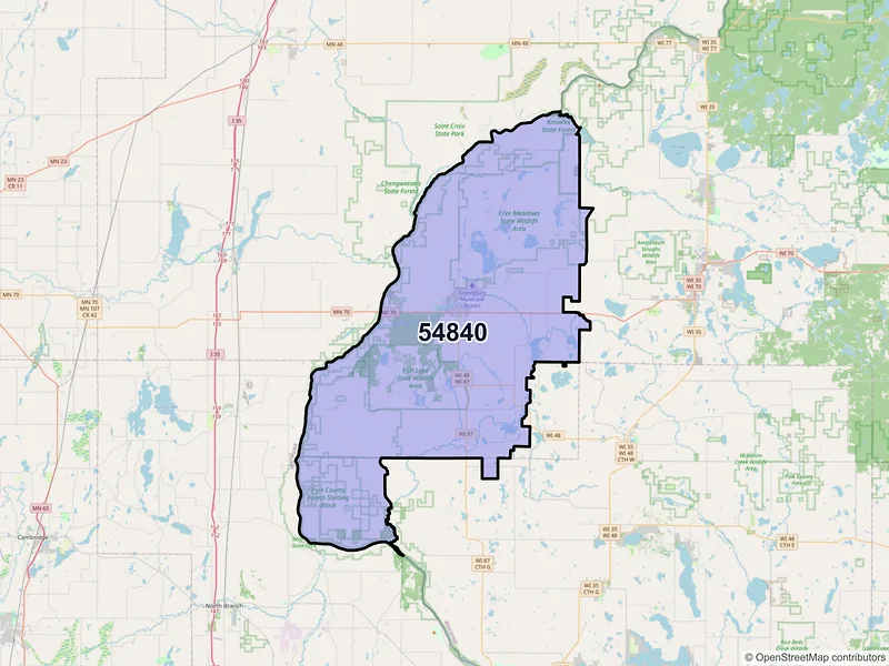 Map of Grantsburg, Wisconsin and ZIP codes