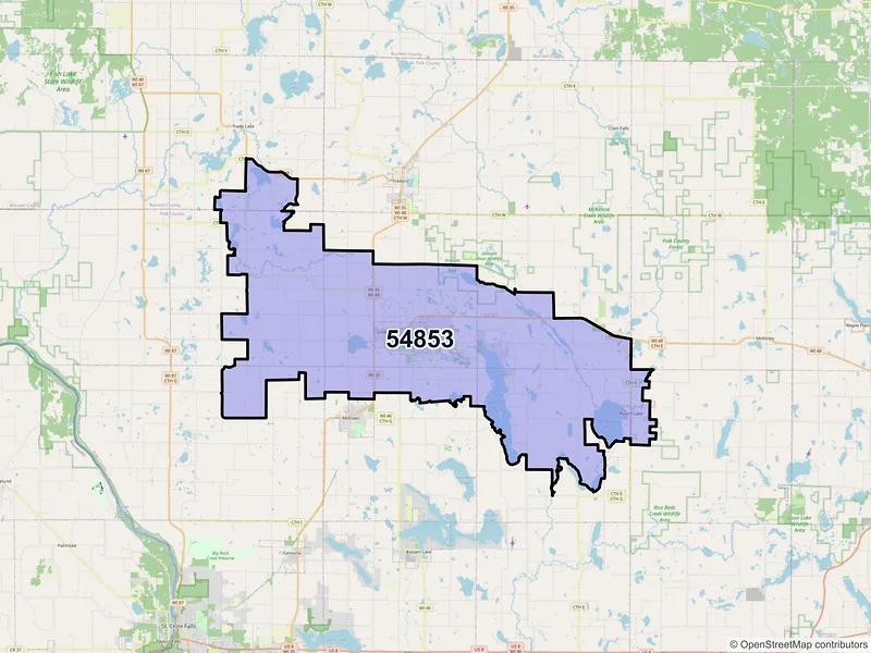 Map of ZIP Code 54853 — Luck, WI