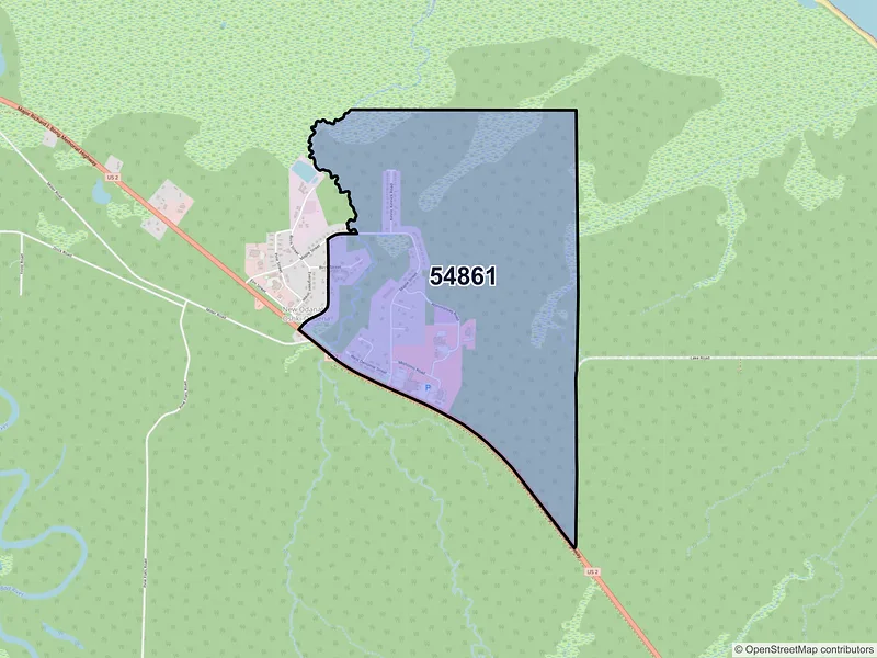 Map of Odanah, Wisconsin and ZIP codes