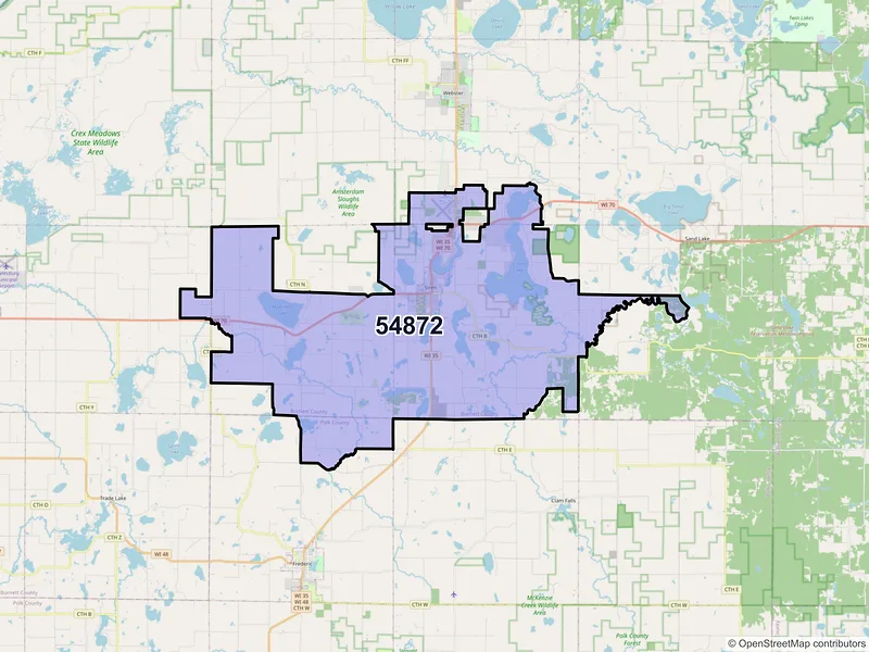 Map of ZIP Code 54872 — Siren, WI