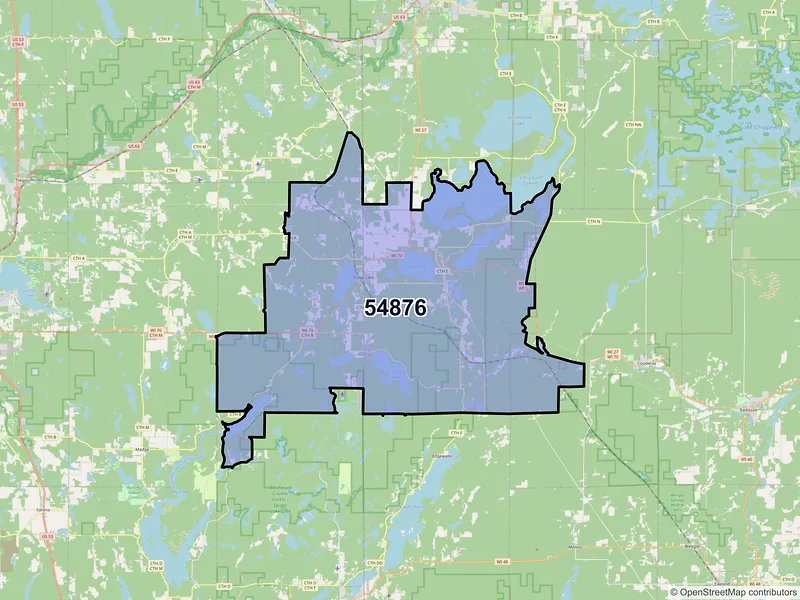 Map of ZIP Code 54876 — Stone Lake, WI