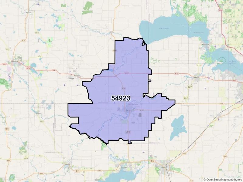 Map of ZIP Code 54923 — Berlin, WI