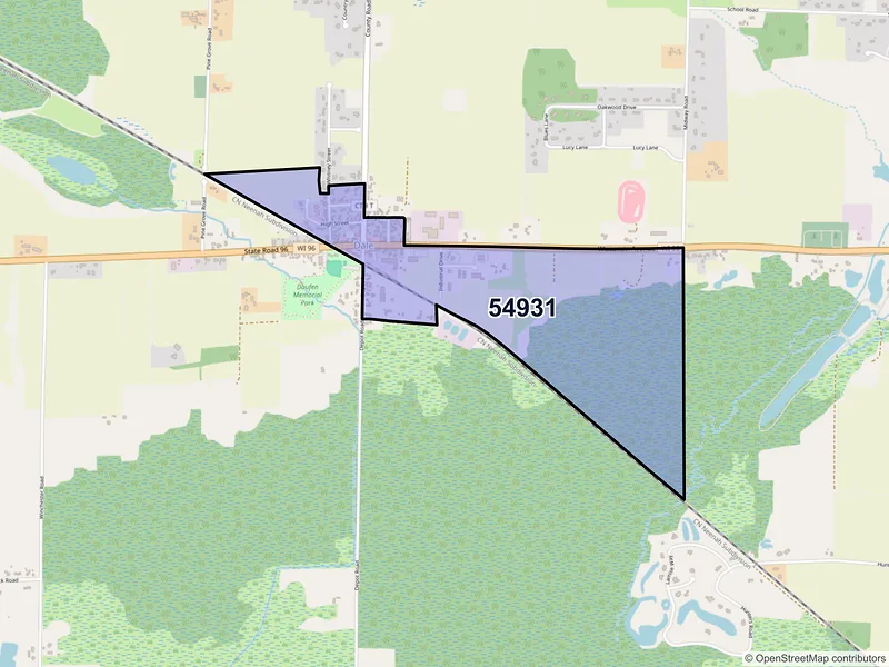 Map of Dale, Wisconsin and ZIP codes