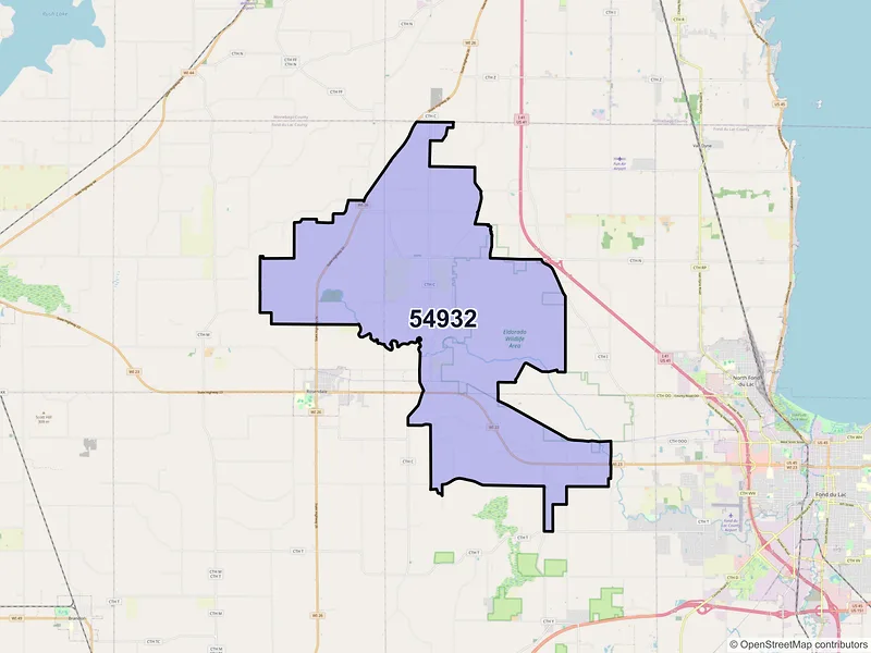 Map of ZIP Code 54932 — Eldorado, WI