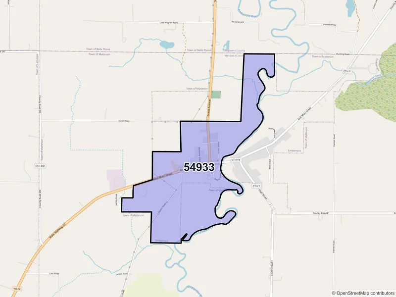 Map of Embarrass, Wisconsin and ZIP codes