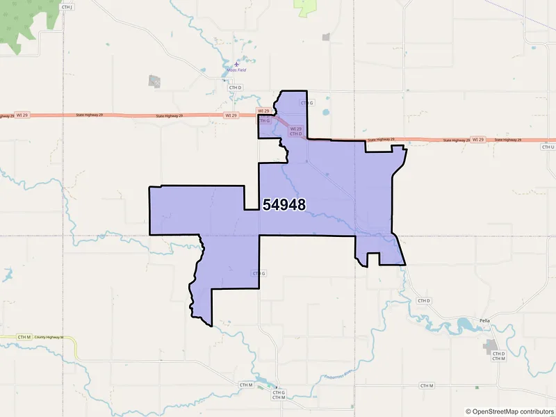 Map of ZIP Code 54948 — Leopolis, WI