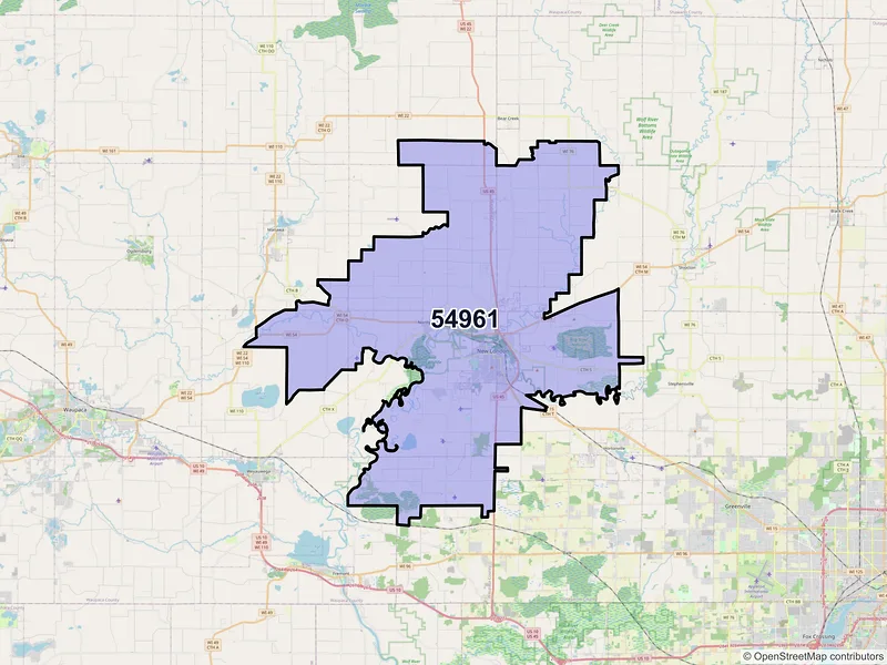 Map of ZIP Code 54961 — New London, WI