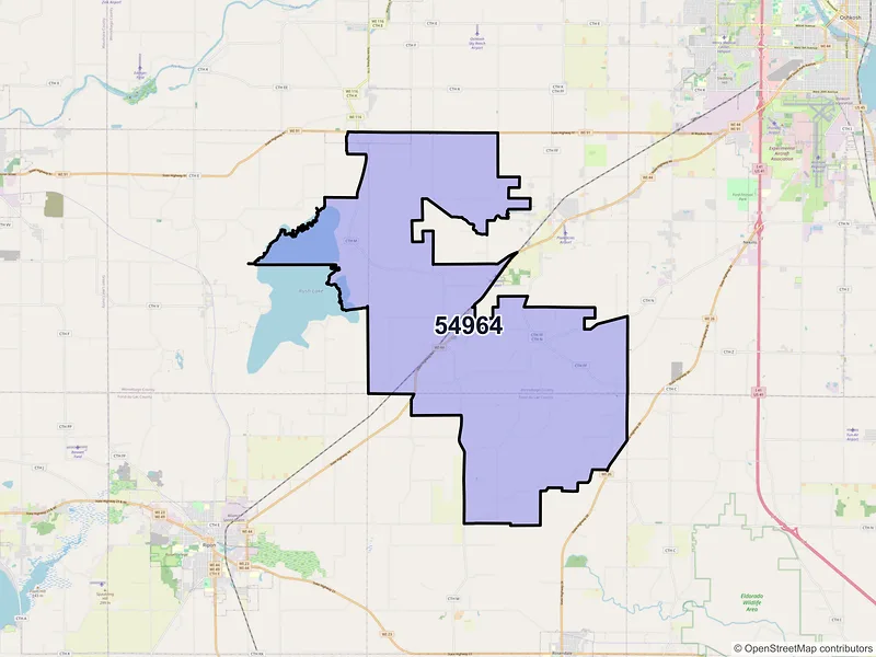 Map of ZIP Code 54964 — Pickett, WI