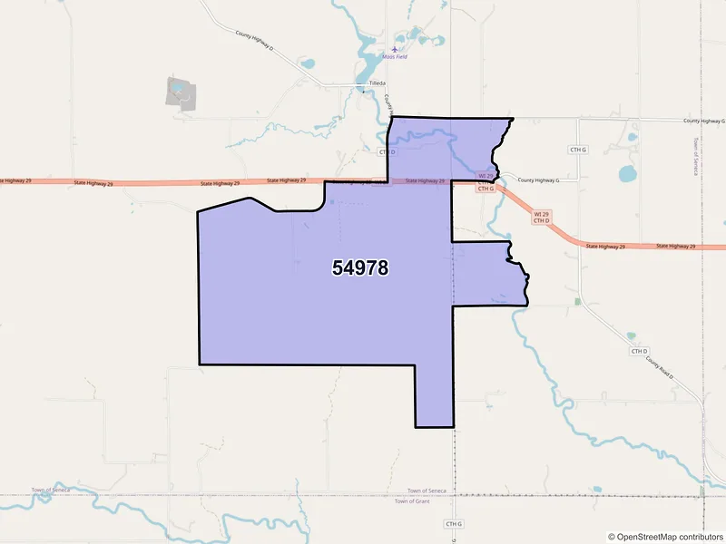 Map of Tilleda, Wisconsin and ZIP codes