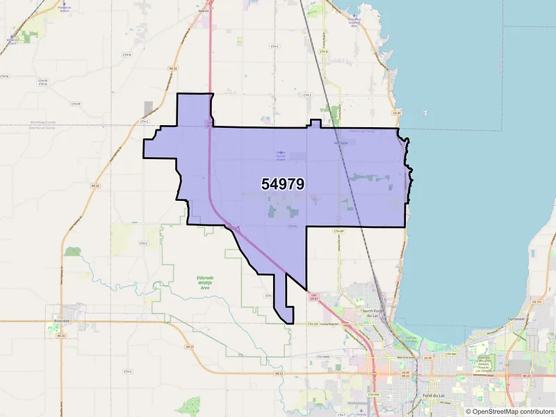 Map of ZIP Code 54979 — Van Dyne, WI