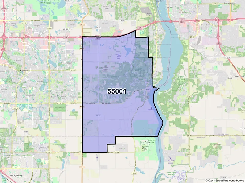 Map of ZIP Code 55001 — Afton, MN