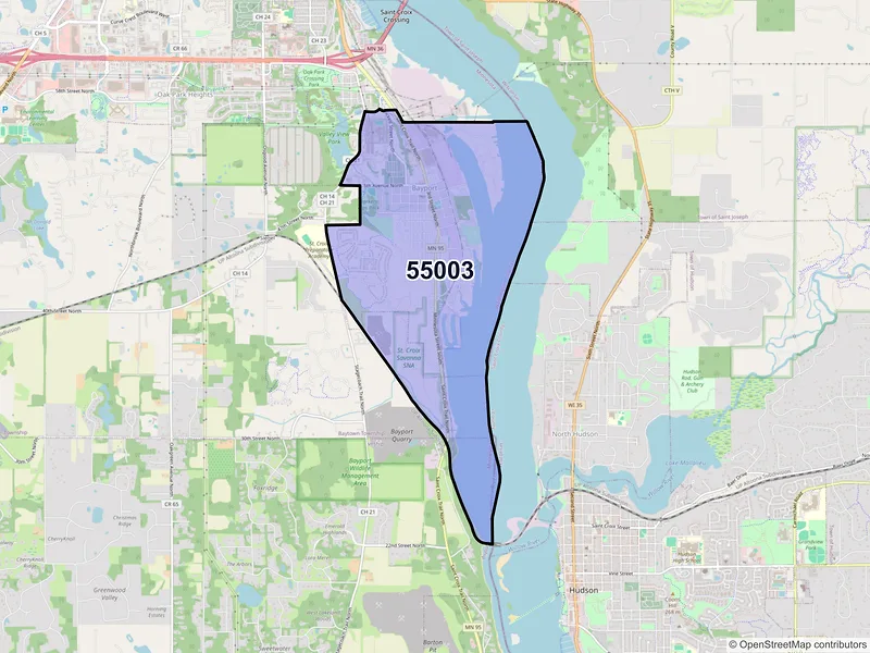 Map of ZIP Code 55003 — Bayport, MN