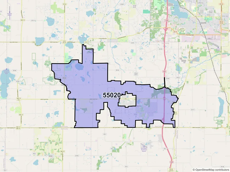 Map of ZIP Code 55020 — Elko New Market, MN