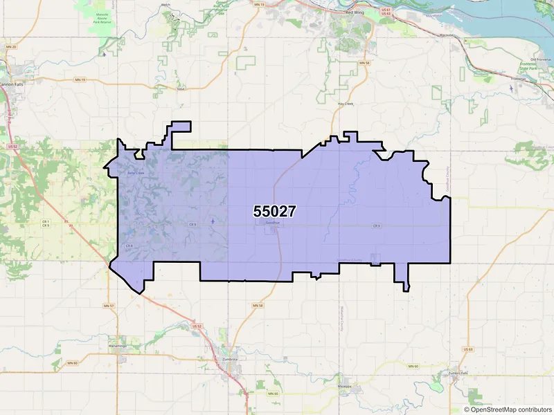 Map of ZIP Code 55027 — Goodhue, MN