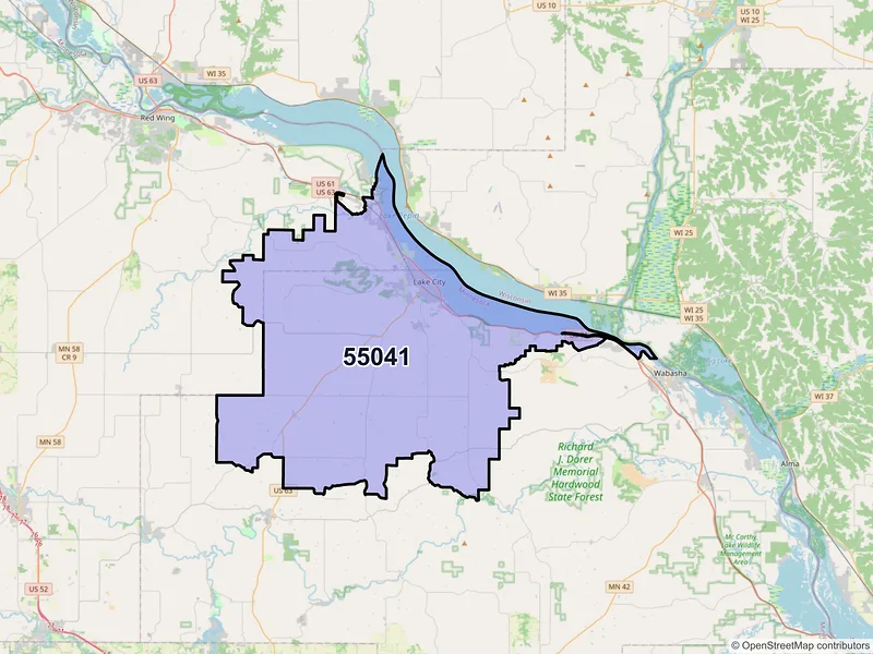 Map of ZIP Code 55041 — Lake City, MN