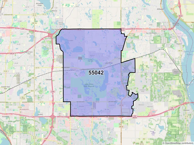 Map of ZIP Code 55042 — Lake Elmo, MN