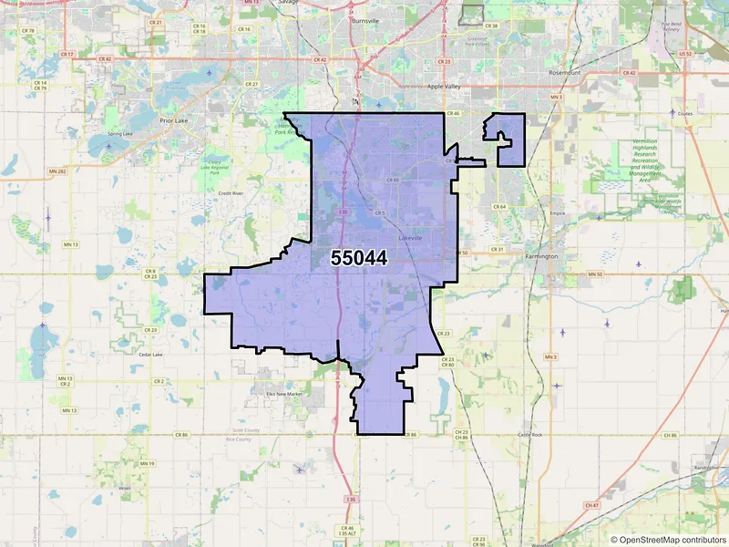 Map of ZIP Code 55044 — Lakeville, MN