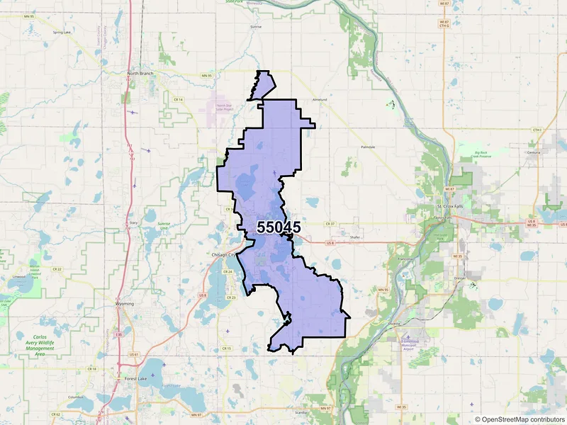 Map of ZIP Code 55045 — Lindstrom, MN