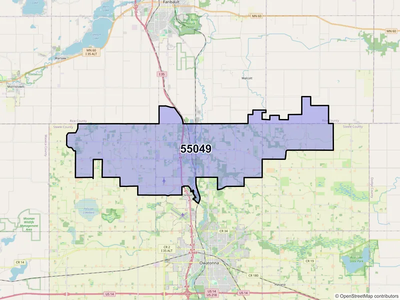 Map of ZIP Code 55049 — Medford, MN