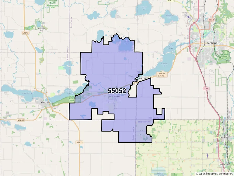 Map of ZIP Code 55052 — Morristown, MN