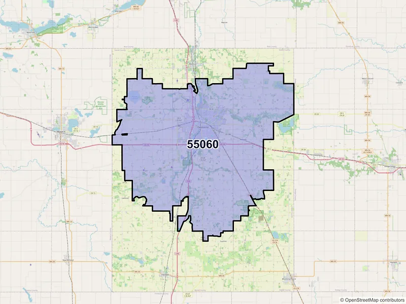 Map of ZIP Code 55060 — Owatonna, MN