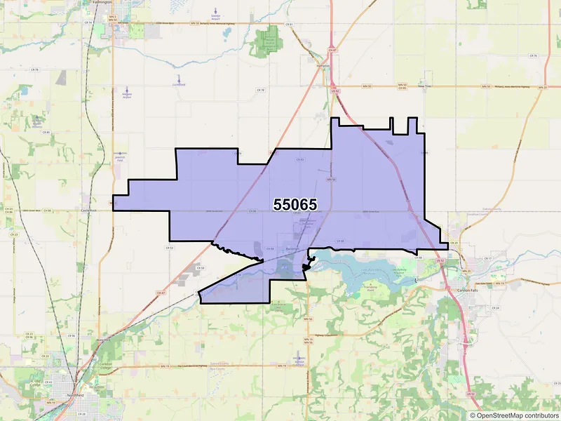 Map of ZIP Code 55065 — Randolph, MN