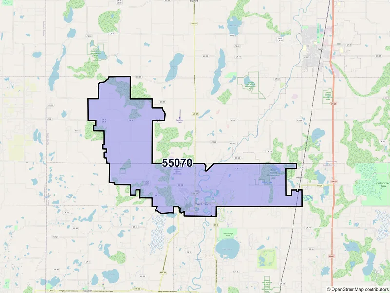 Map of Saint Francis, Minnesota and ZIP codes